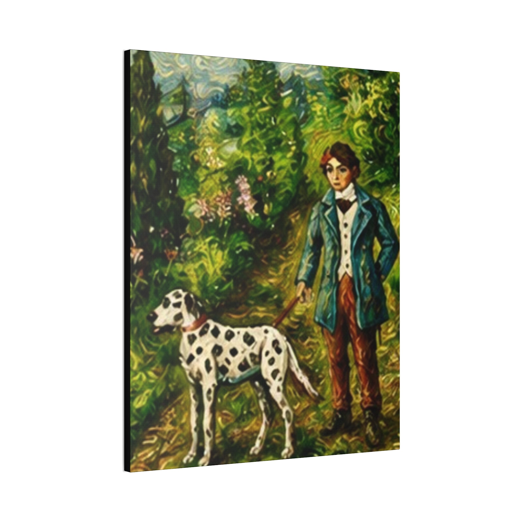 The Young Handler  Dalmatian Garden Stroll Art Print