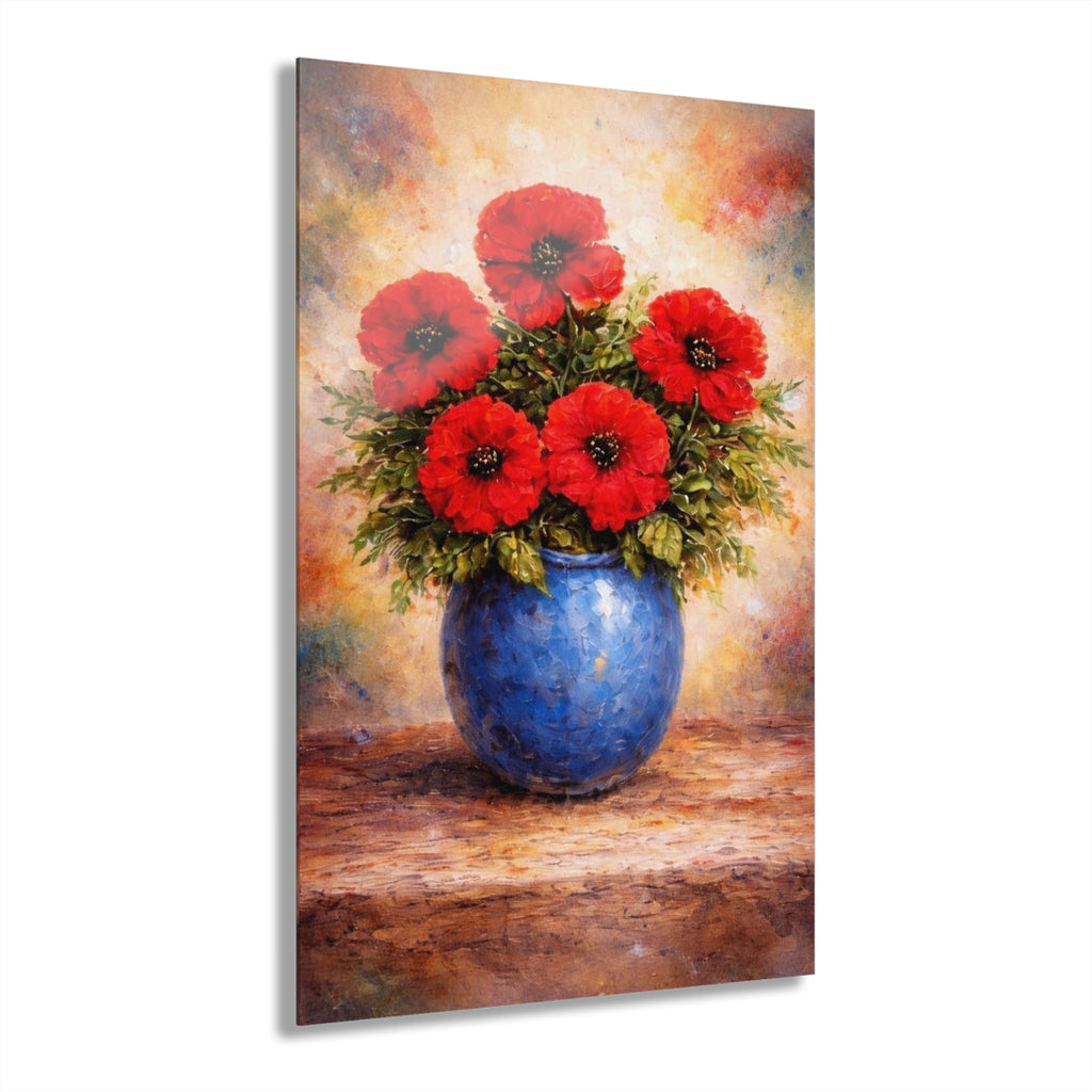 Scarlet Blossoms in a Sapphire Vase