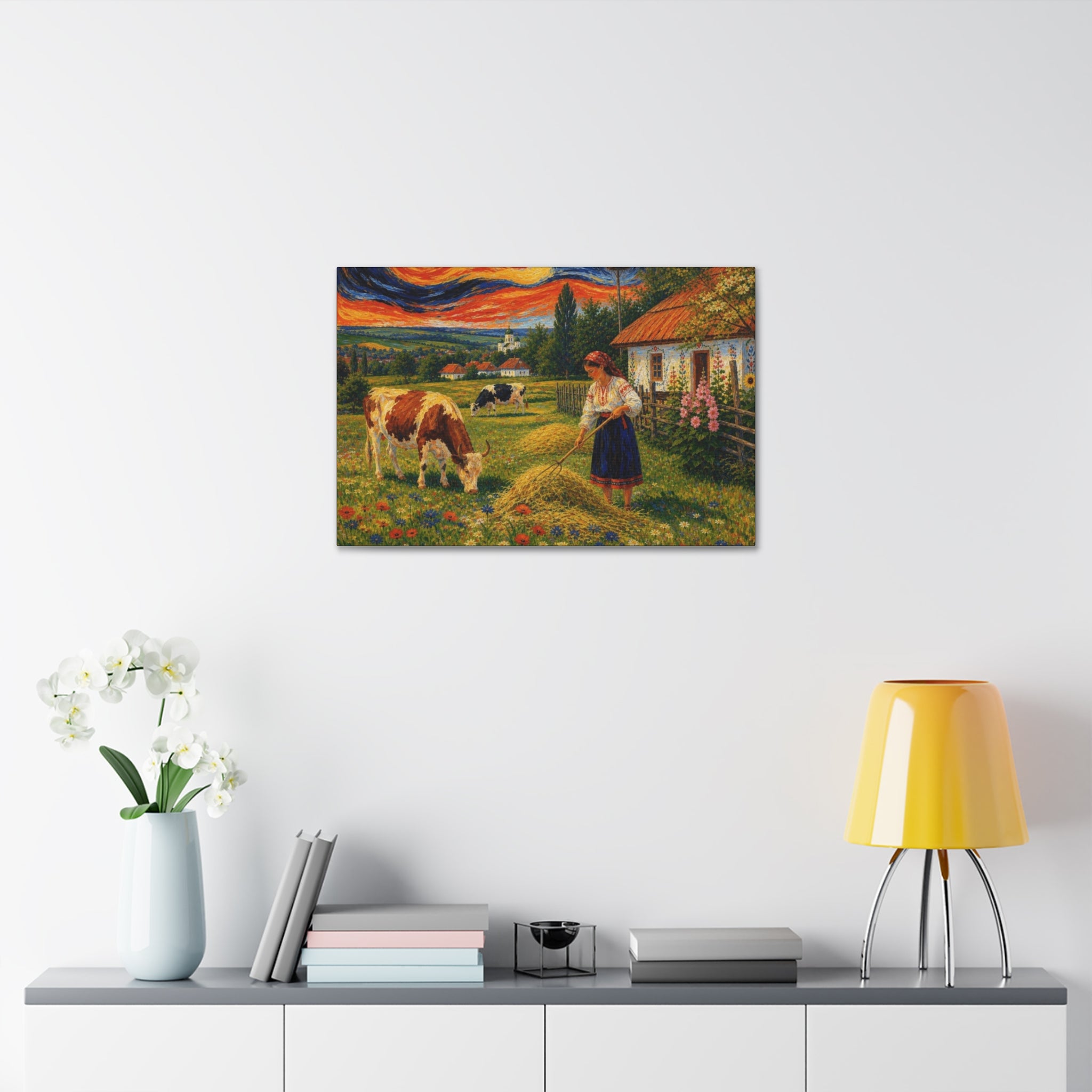 Harvesting Under a Golden Sky  Canvas Stretched, 1.5''