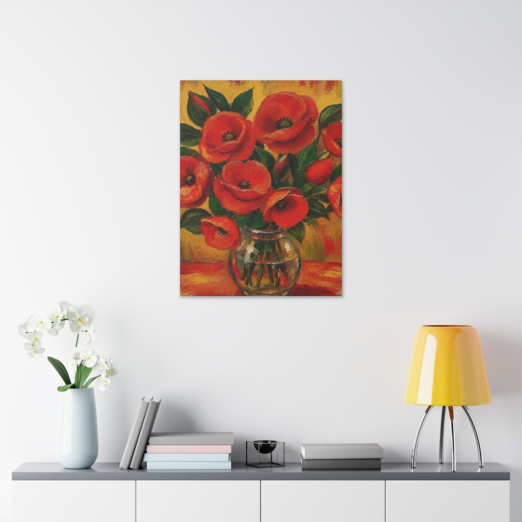 Crimson Poppies in Golden Light  Classic Stretched Canvas