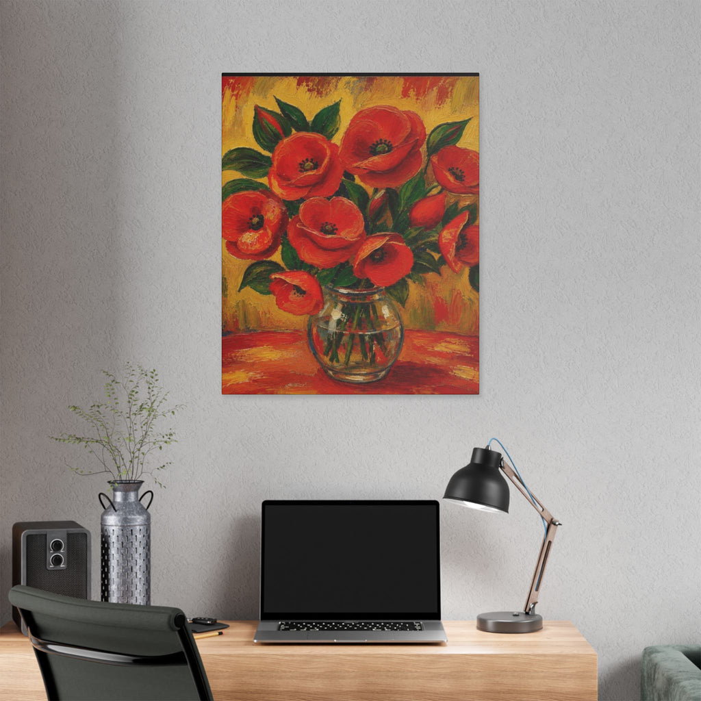 Crimson Poppies in Golden Light  Classic Stretched Canvas