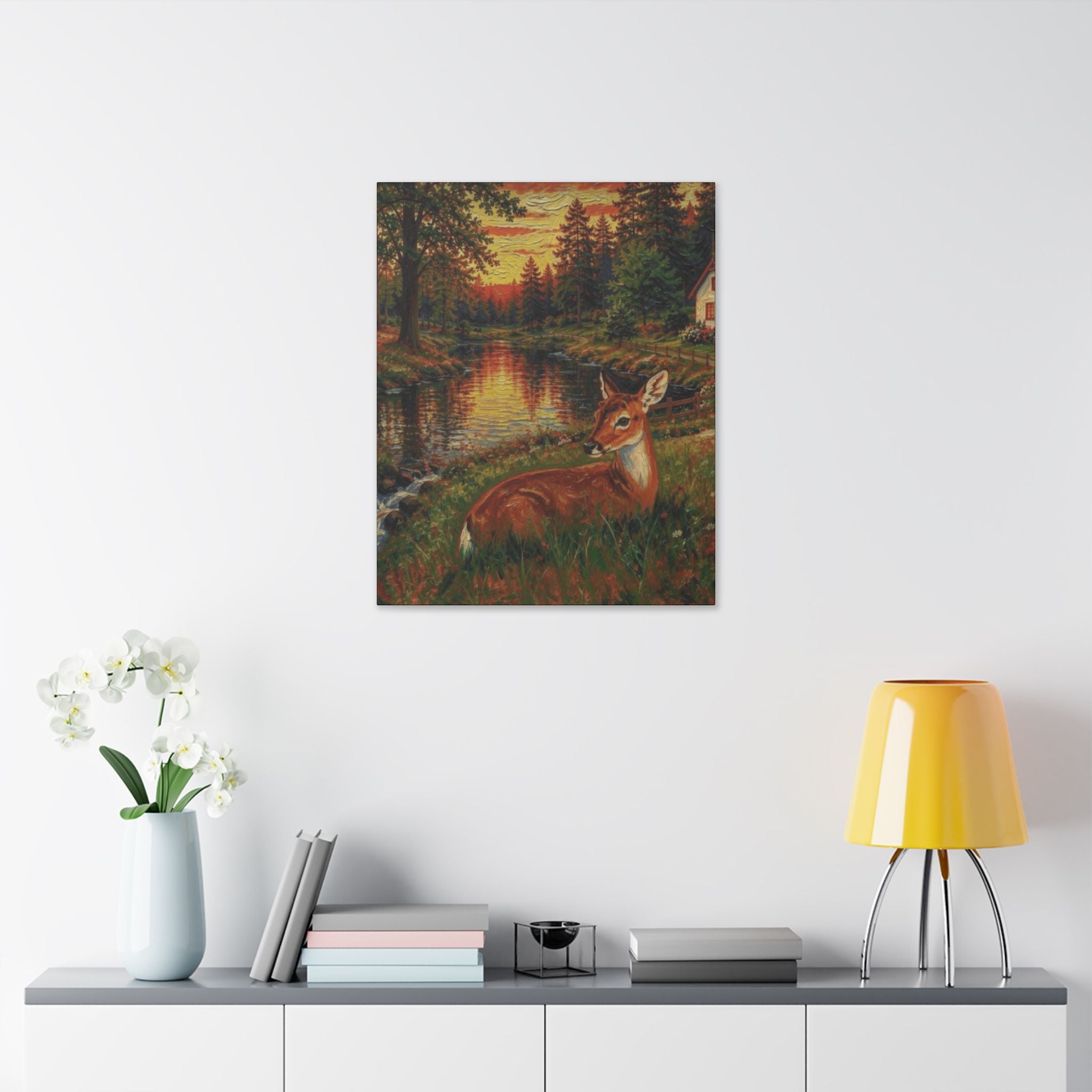 Twilight Guardian by the Woodland Stream  Classic Stretched Canvas