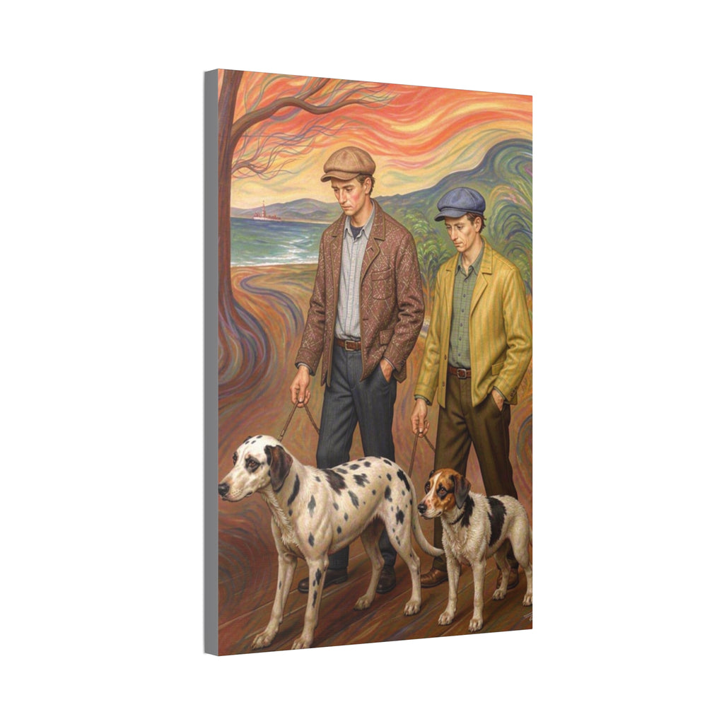 Coastal Companions – Expressionist Dog Walk Art Print