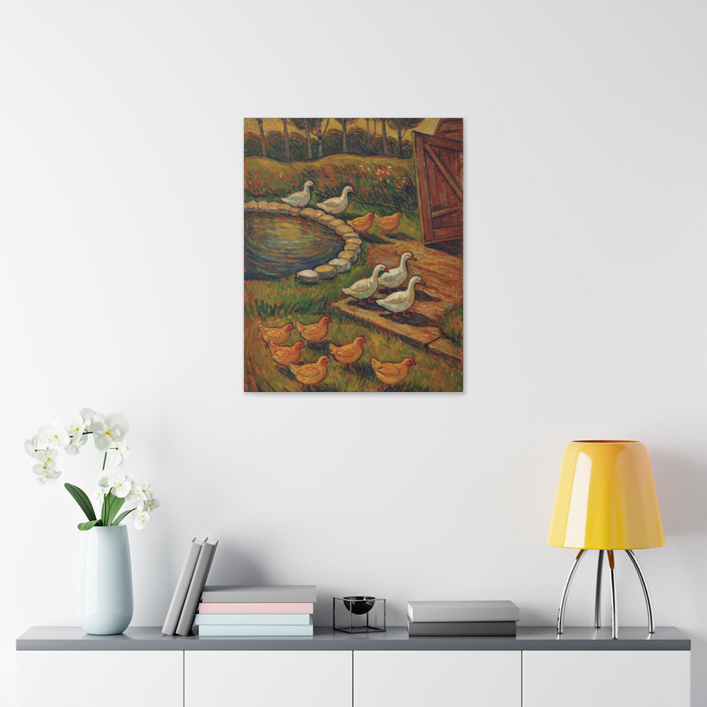 Peaceful Farmyard Gathering  Classic Stretched Canvas