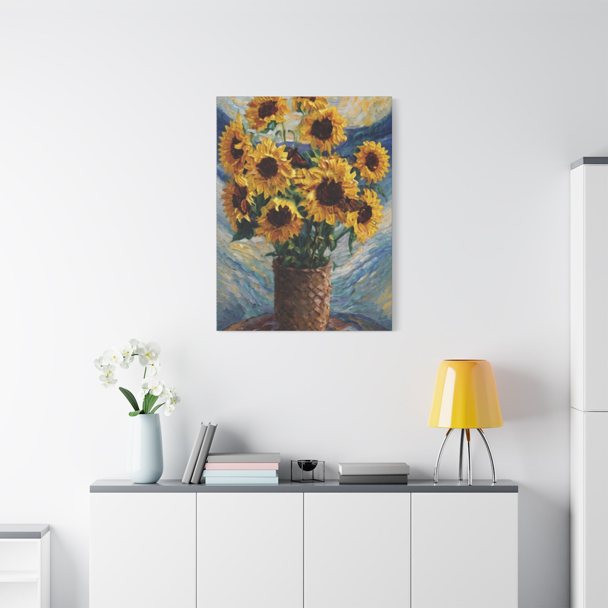 Sunflowers Beneath a Whirling Sky  Matte Canvas, Stretched, 1.25"