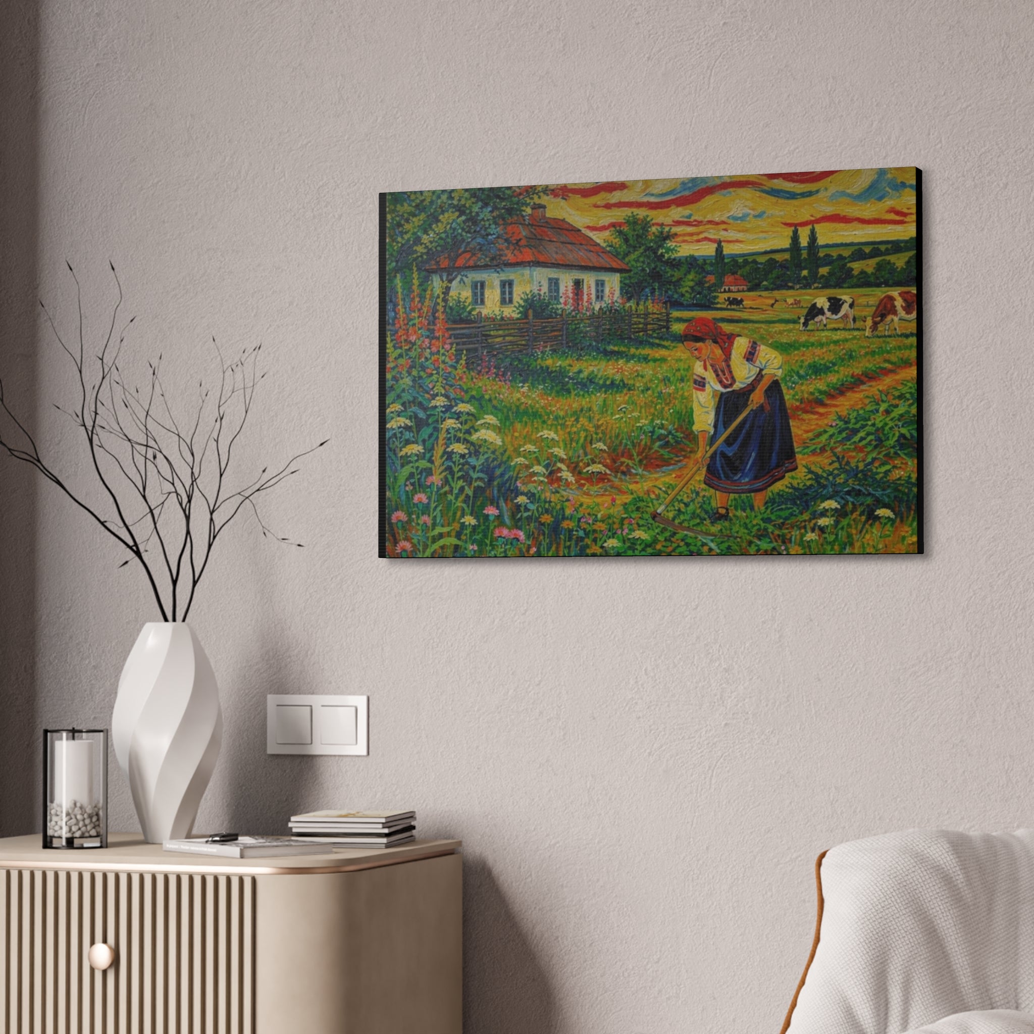 Harvesting Under a Golden Sky  Canvas Stretched, 1.5''