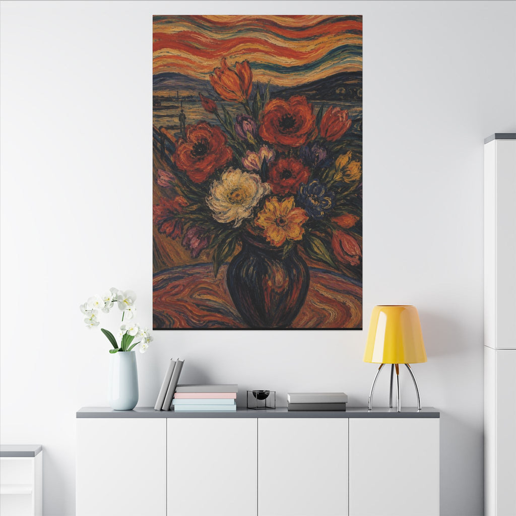 Whispers of the Evening Sky – Expressionist Floral Bouquet Canvas Art Matte Canvas, Stretched, 0.75" (Multi-Size)