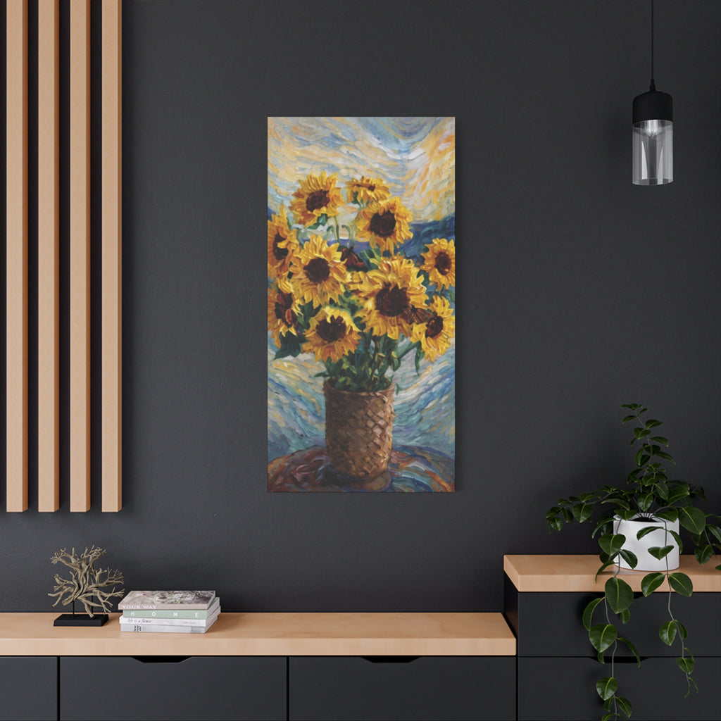 Sunflowers Beneath a Whirling Sky  Matte Canvas, Stretched, 1.25"