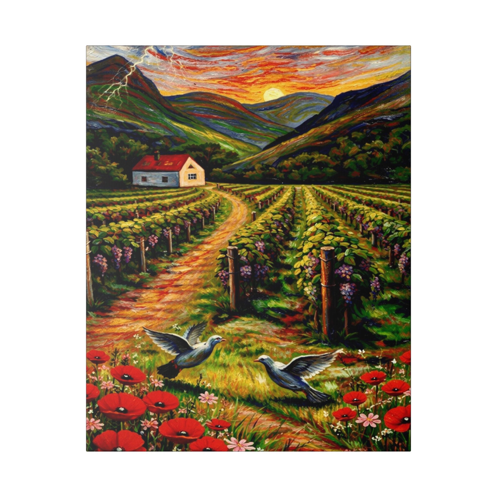 Sunset Over the Vineyard  Classic Stretched Canvas