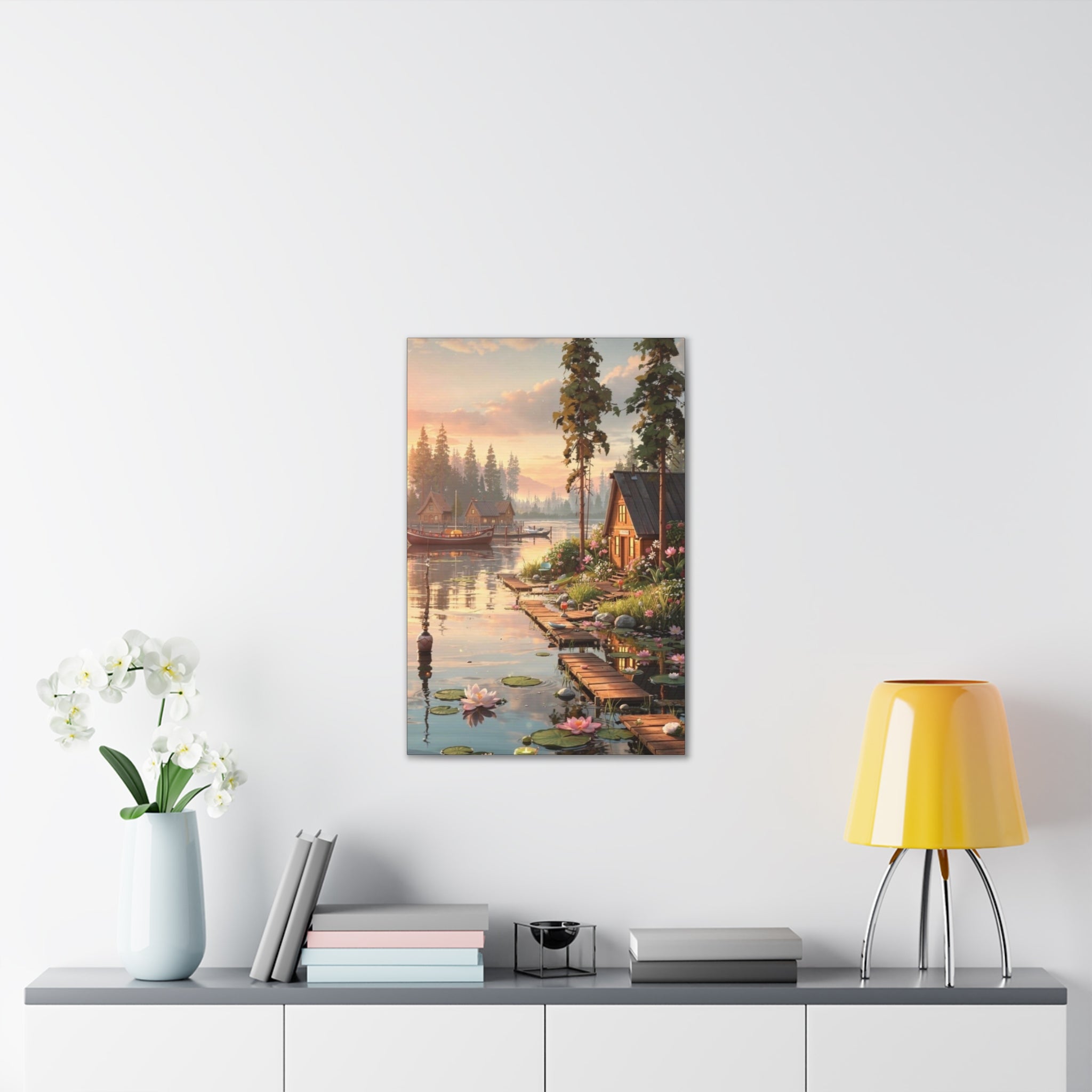 Lakeside Dreams at Dawn   Canvas Stretched, 0.75"