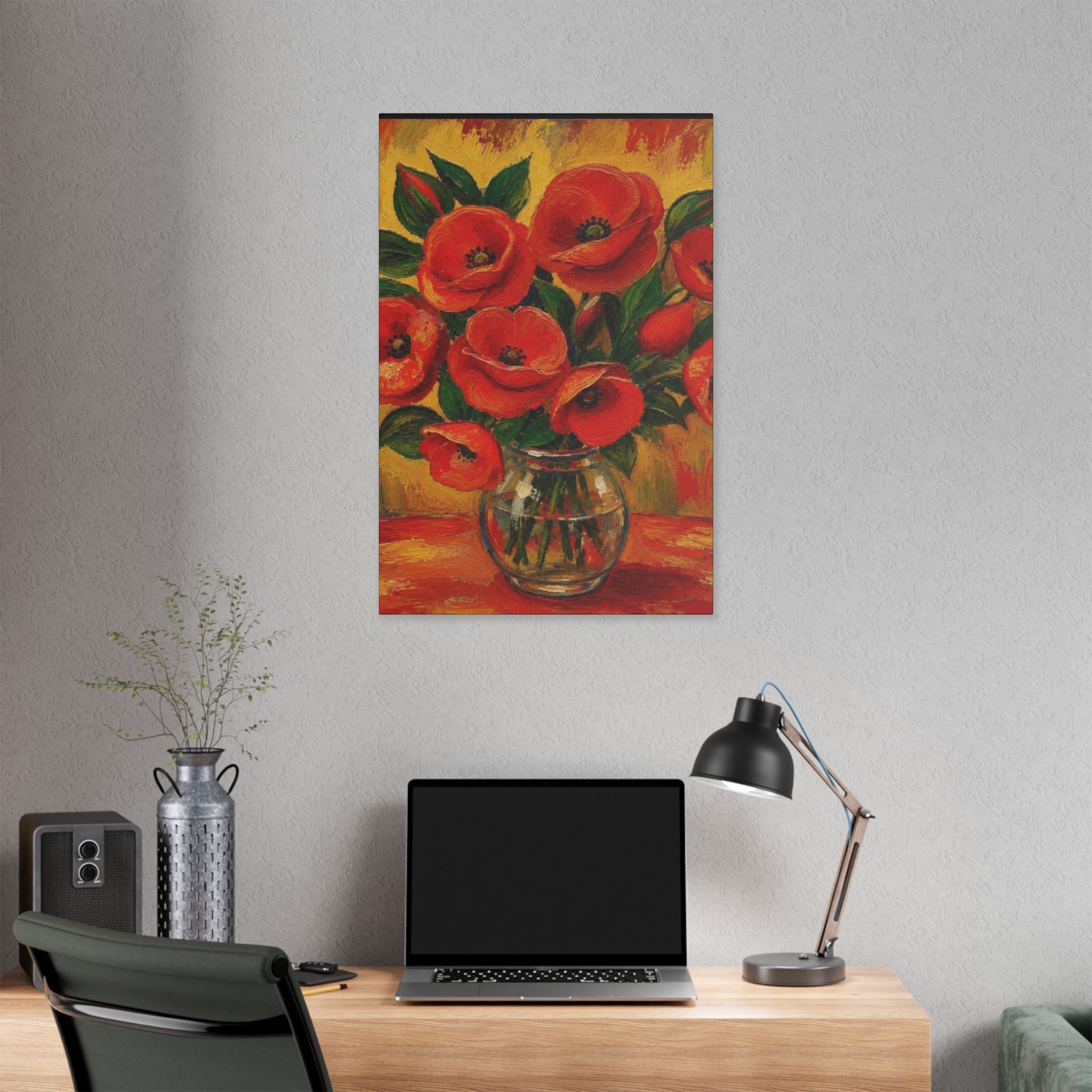 Crimson Poppies in Golden Light  Classic Stretched Canvas