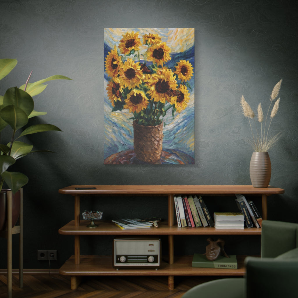 Sunflowers Beneath a Whirling Sky  Matte Canvas, Stretched, 1.25"