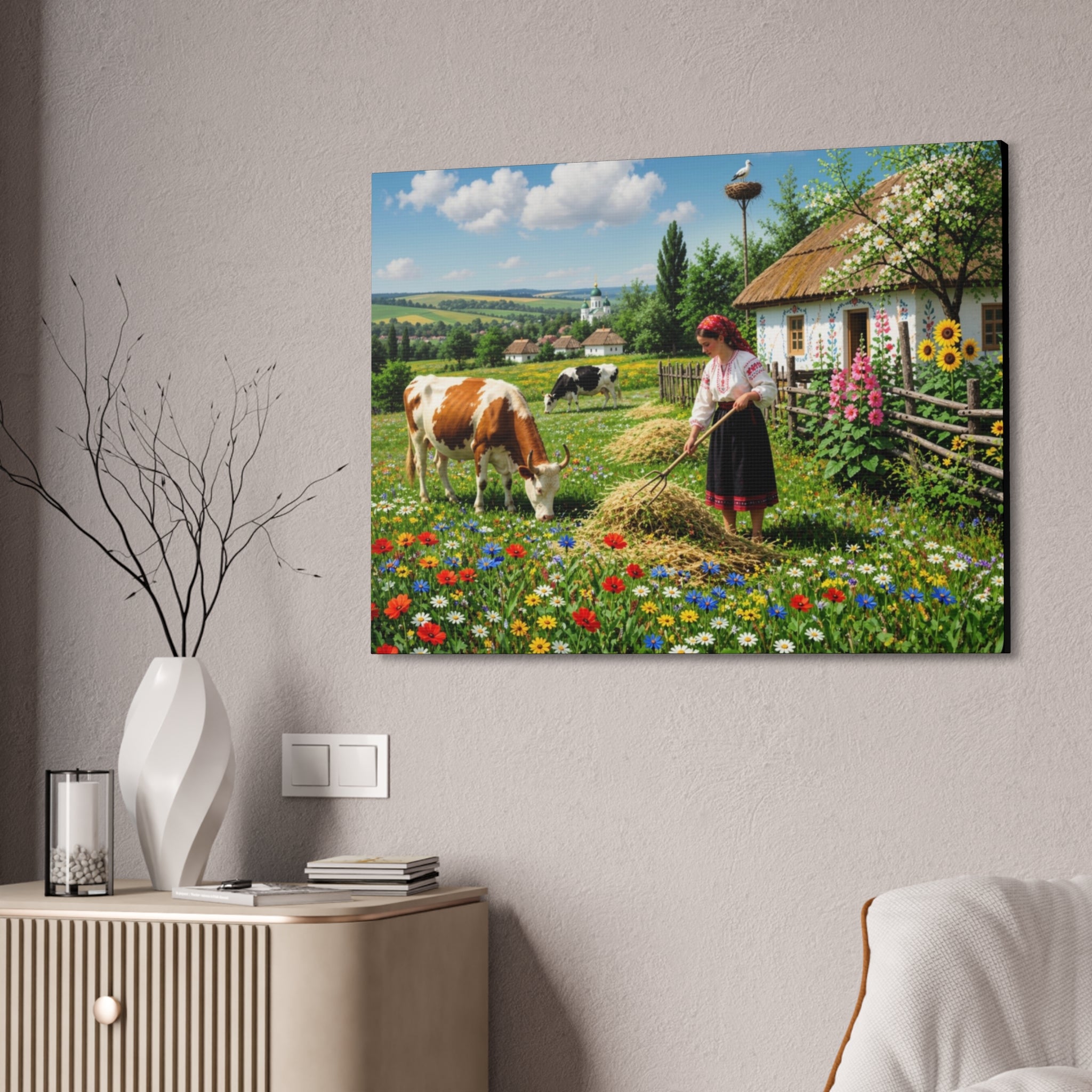 Wildflower Harvest – Rustic Countryside Farmhouse Canvas Art Stretched, 1.5''