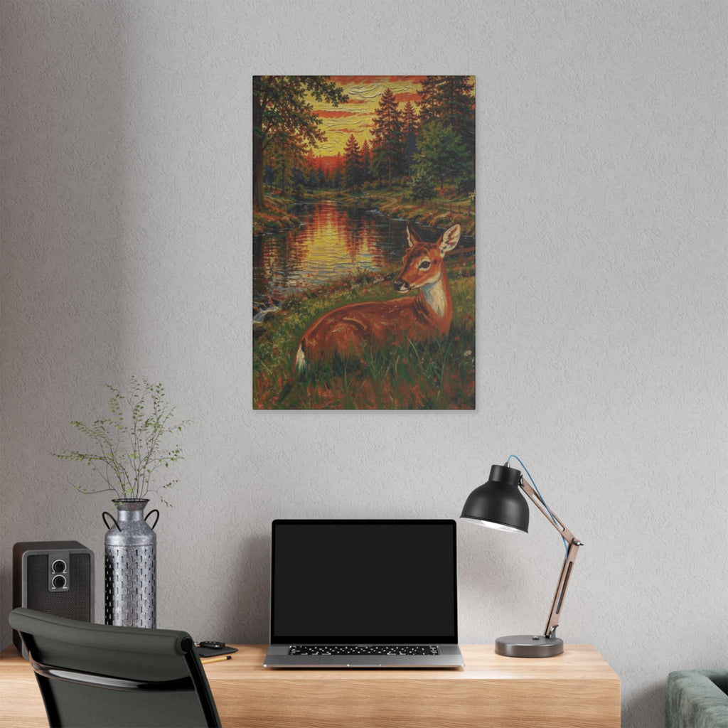 Twilight Guardian by the Woodland Stream  Classic Stretched Canvas