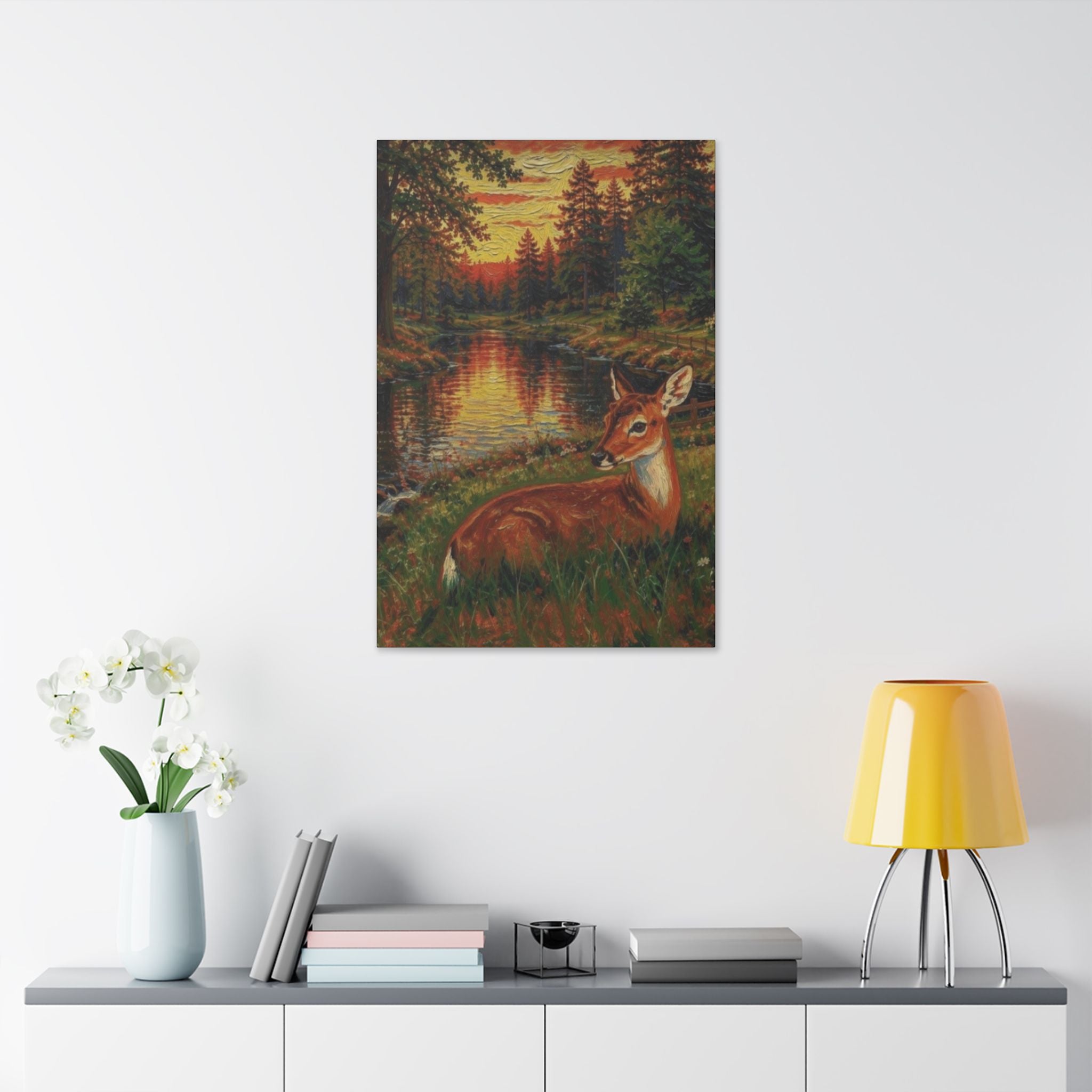 Twilight Guardian by the Woodland Stream  Classic Stretched Canvas