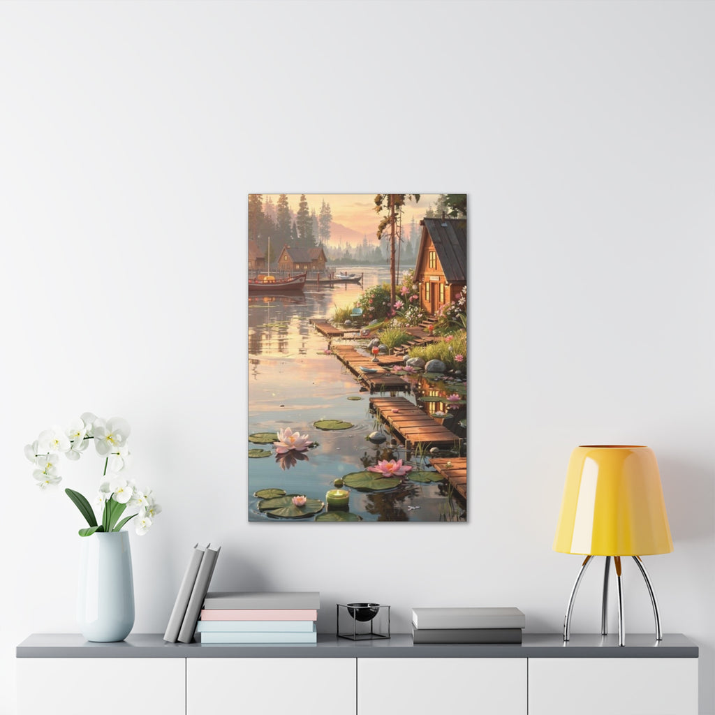 Lakeside Dreams at Dawn   Canvas Stretched, 0.75"