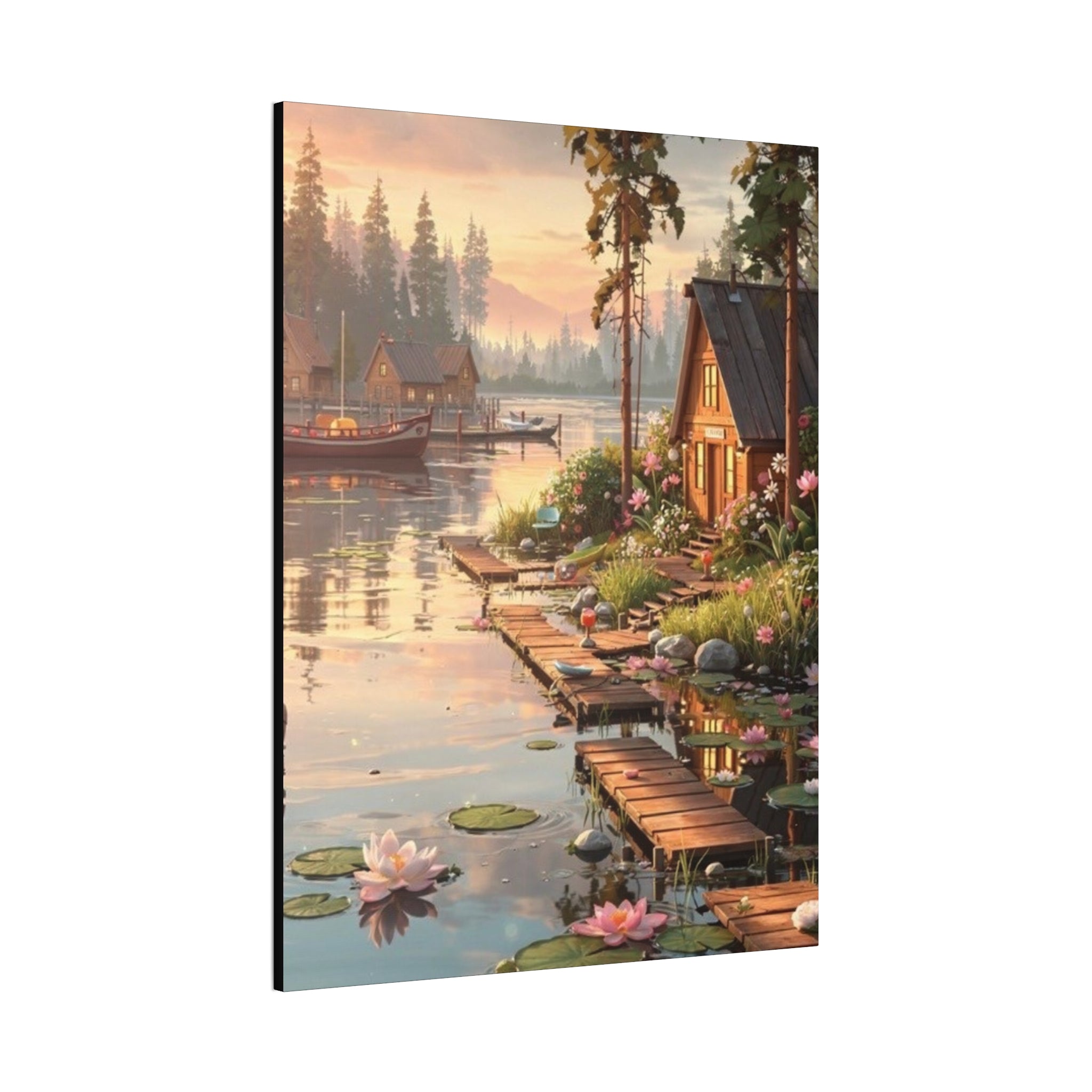 Lakeside Dreams at Dawn   Canvas Stretched, 0.75"