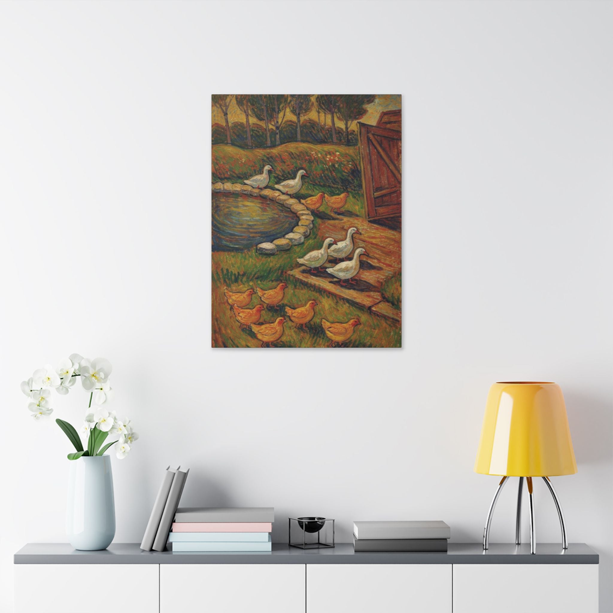 Peaceful Farmyard Gathering  Classic Stretched Canvas