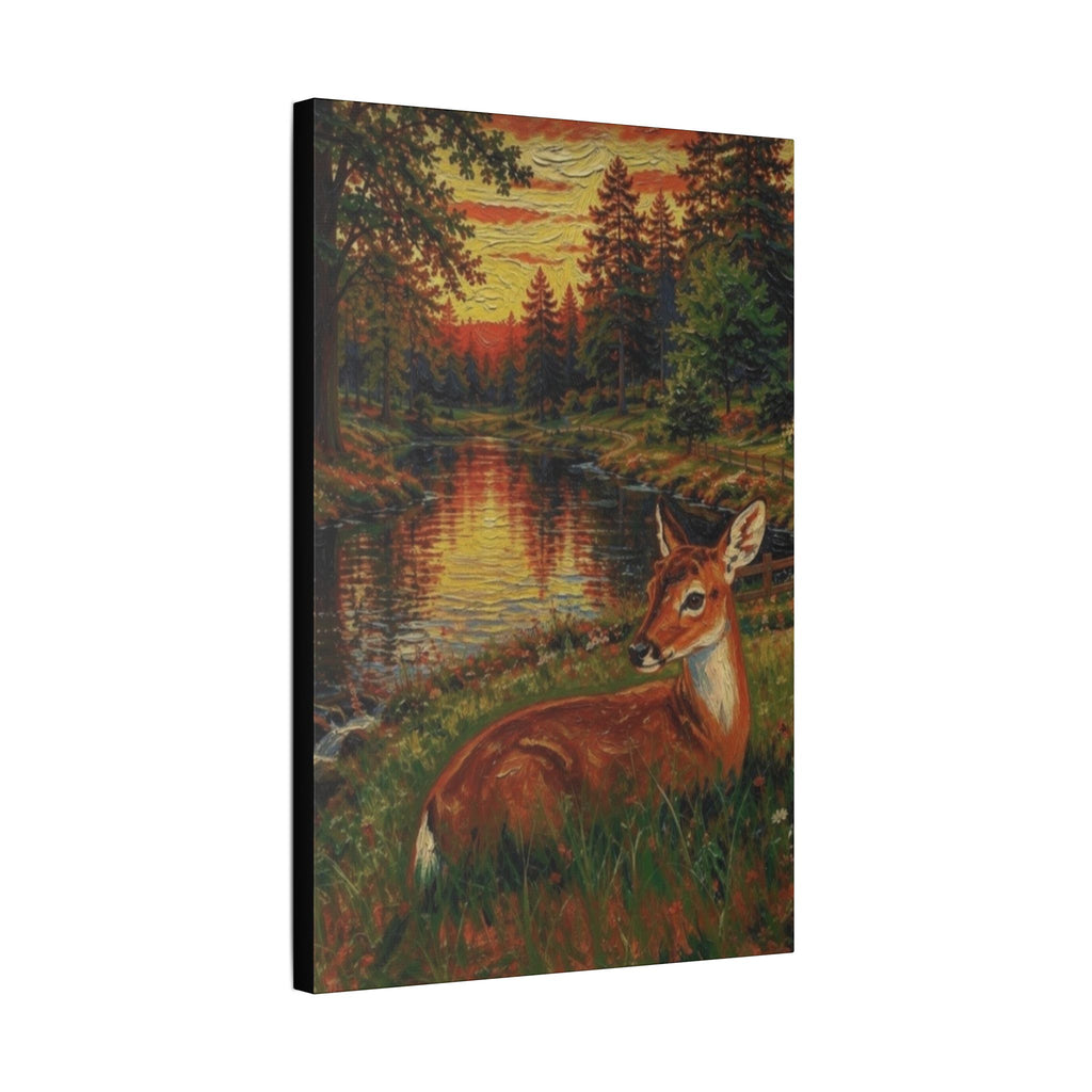 Twilight Guardian by the Woodland Stream  Classic Stretched Canvas