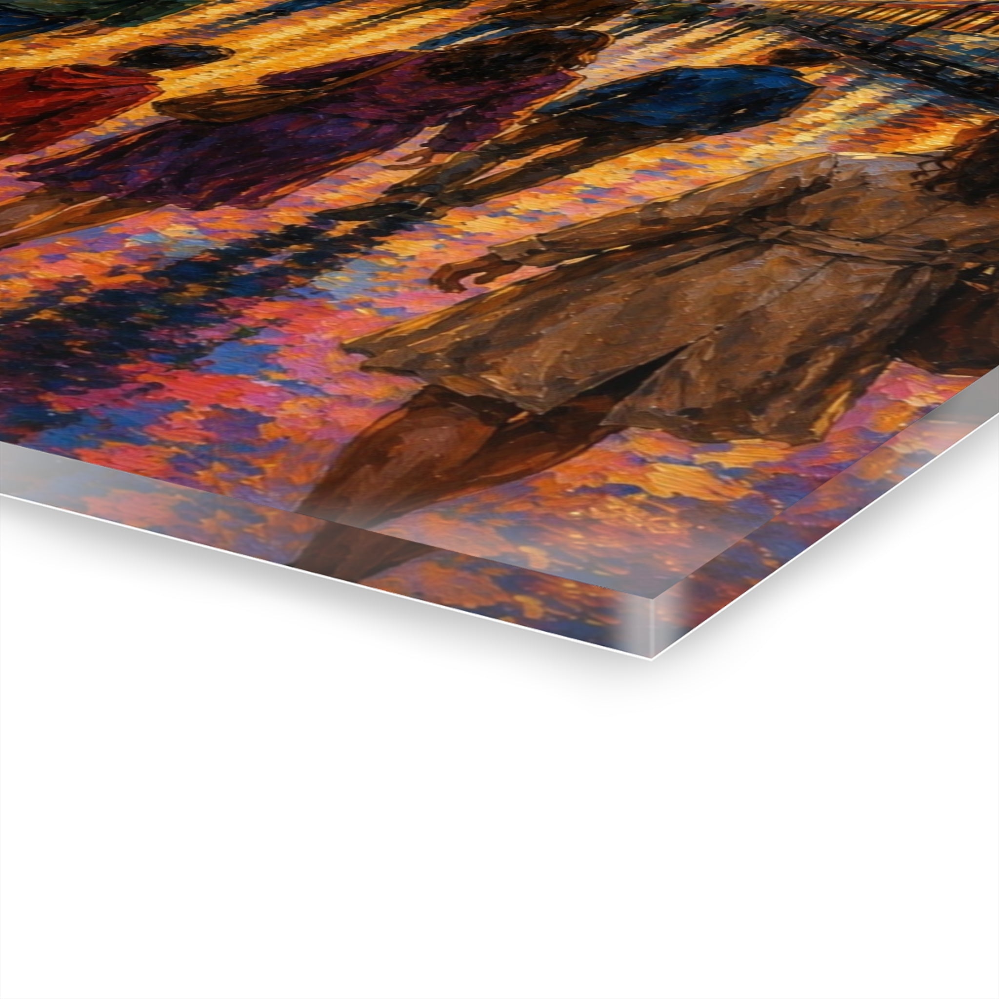 Journey at Sunset  Impressionist Train Station Canvas Art