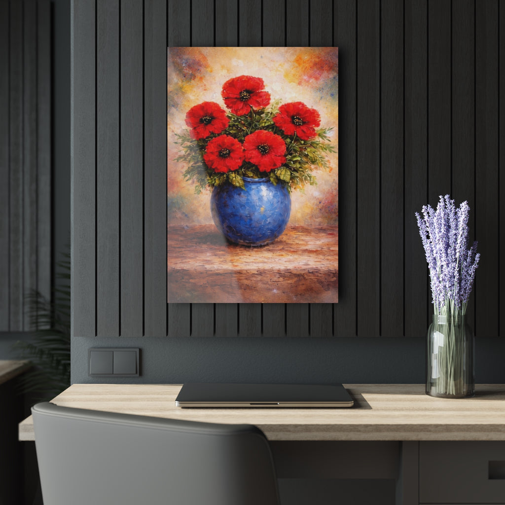 Scarlet Blossoms in a Sapphire Vase