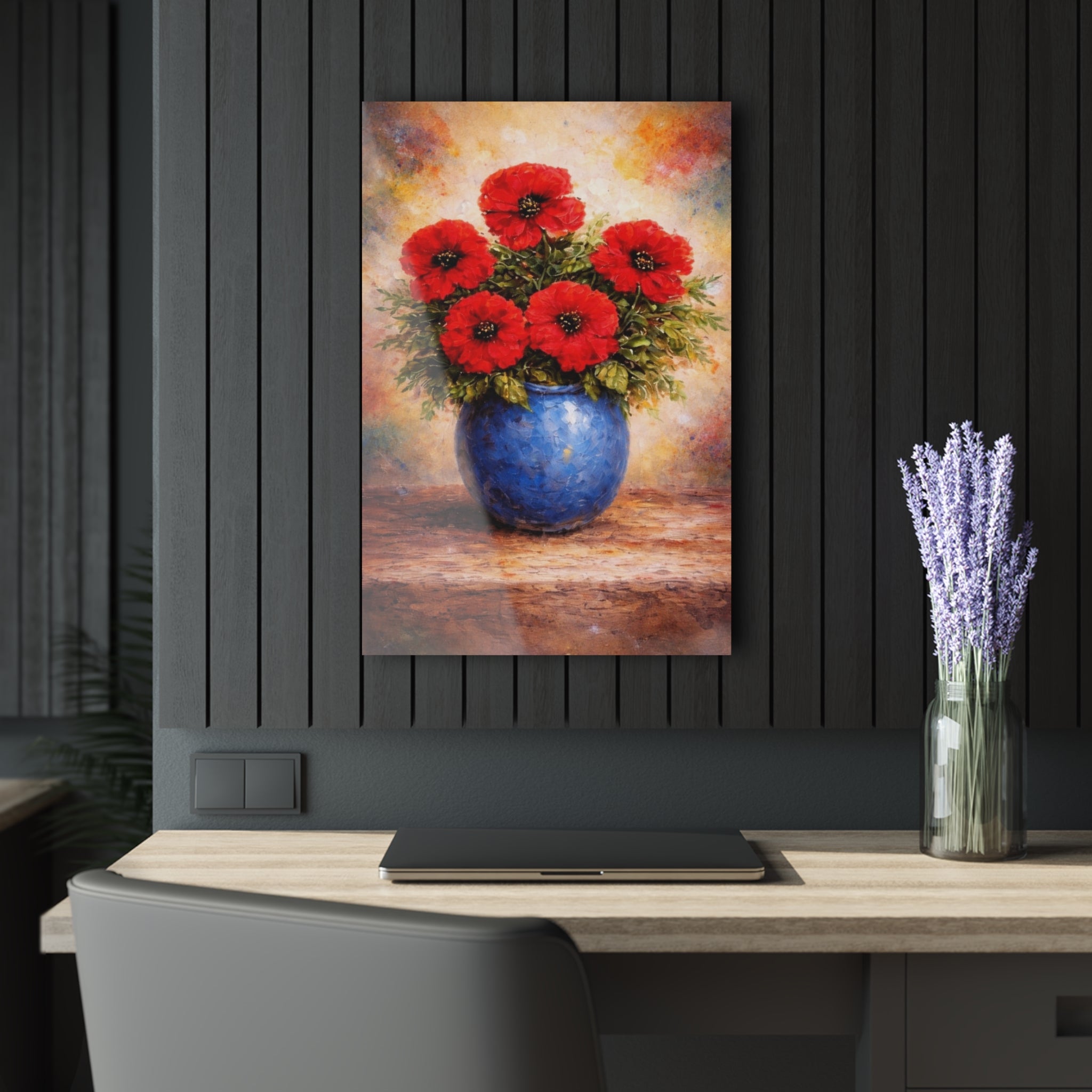 Scarlet Blossoms in a Sapphire Vase