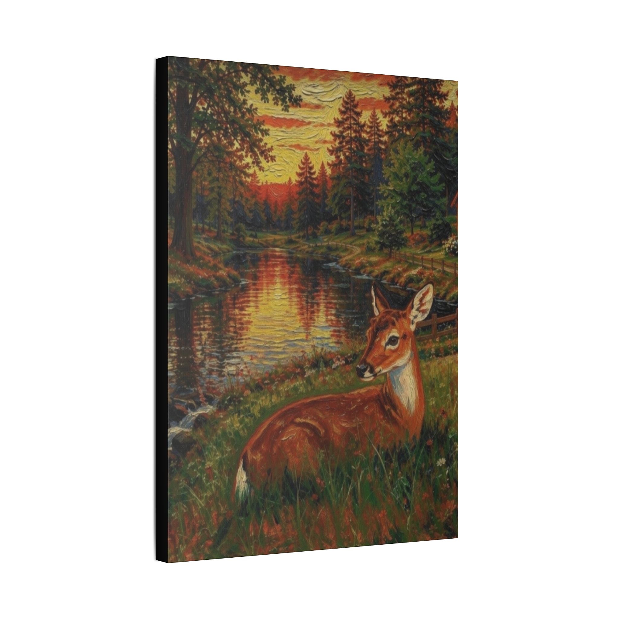 Twilight Guardian by the Woodland Stream  Classic Stretched Canvas