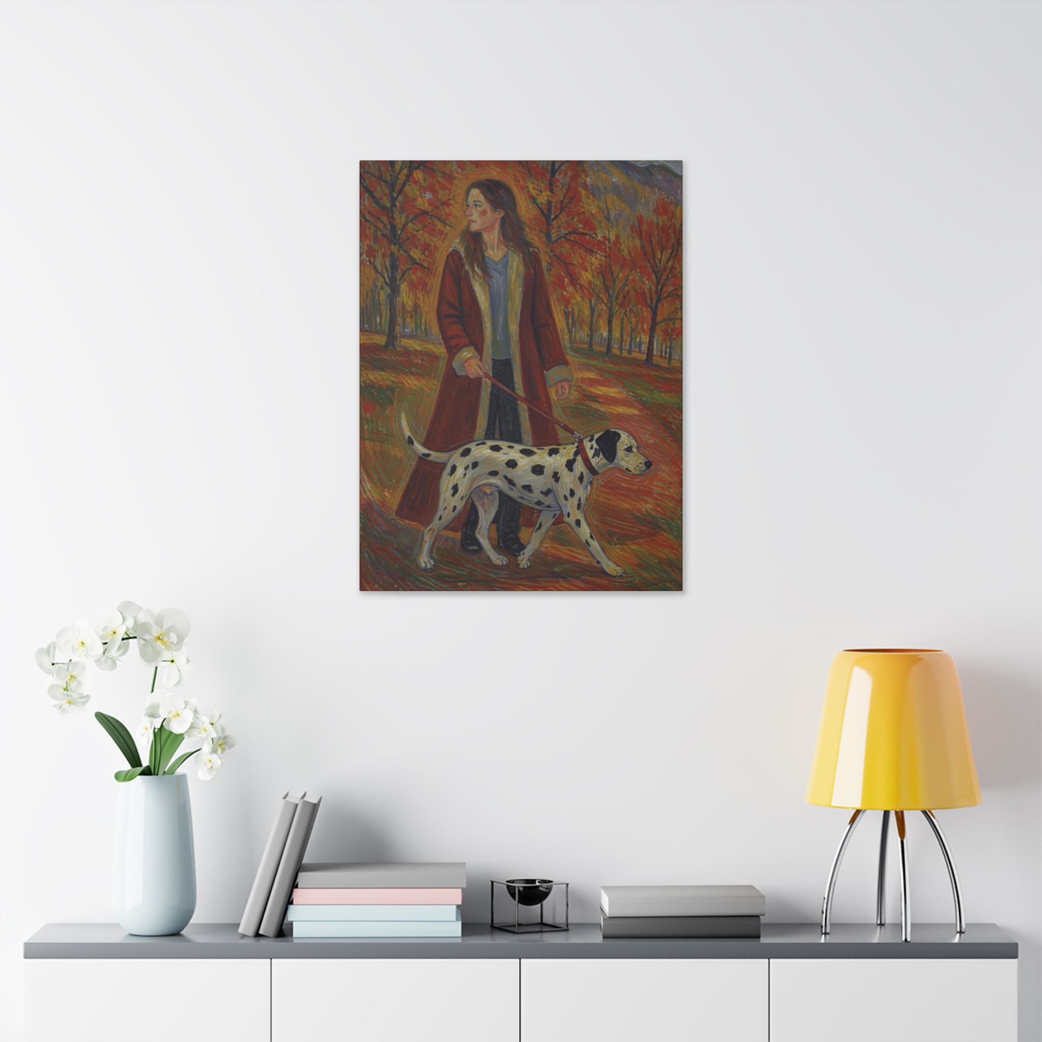 Autumn Stroll with a Friend  Classic Stretched Canvas