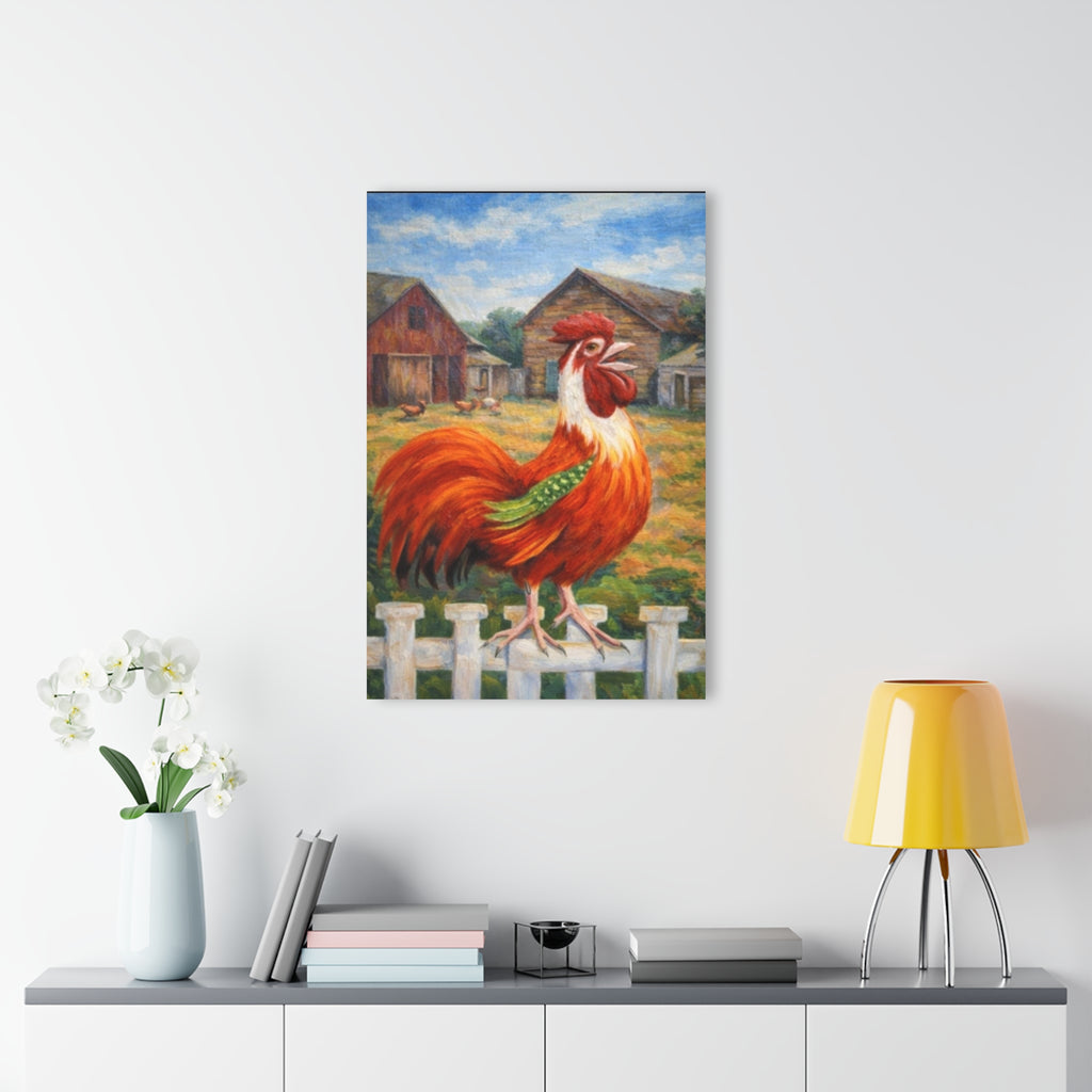 Morning Crow – Rustic Farm Rooster Canvas Art Acrylic Prints (French Cleat Hanging)