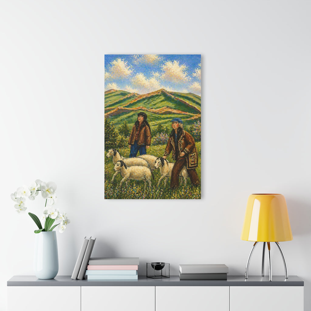 Mountain Shepherds – Rustic Countryside Acrylic Wall Art