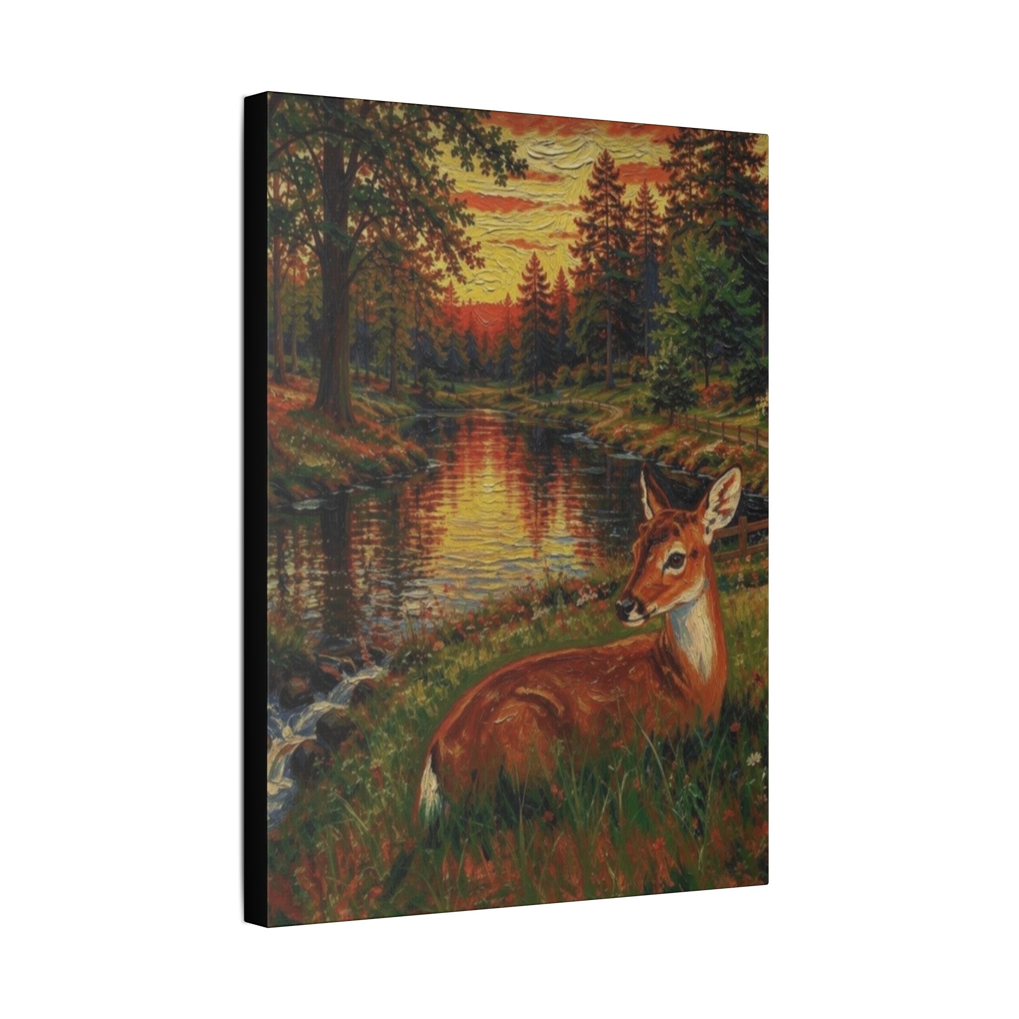 Twilight Guardian by the Woodland Stream  Classic Stretched Canvas