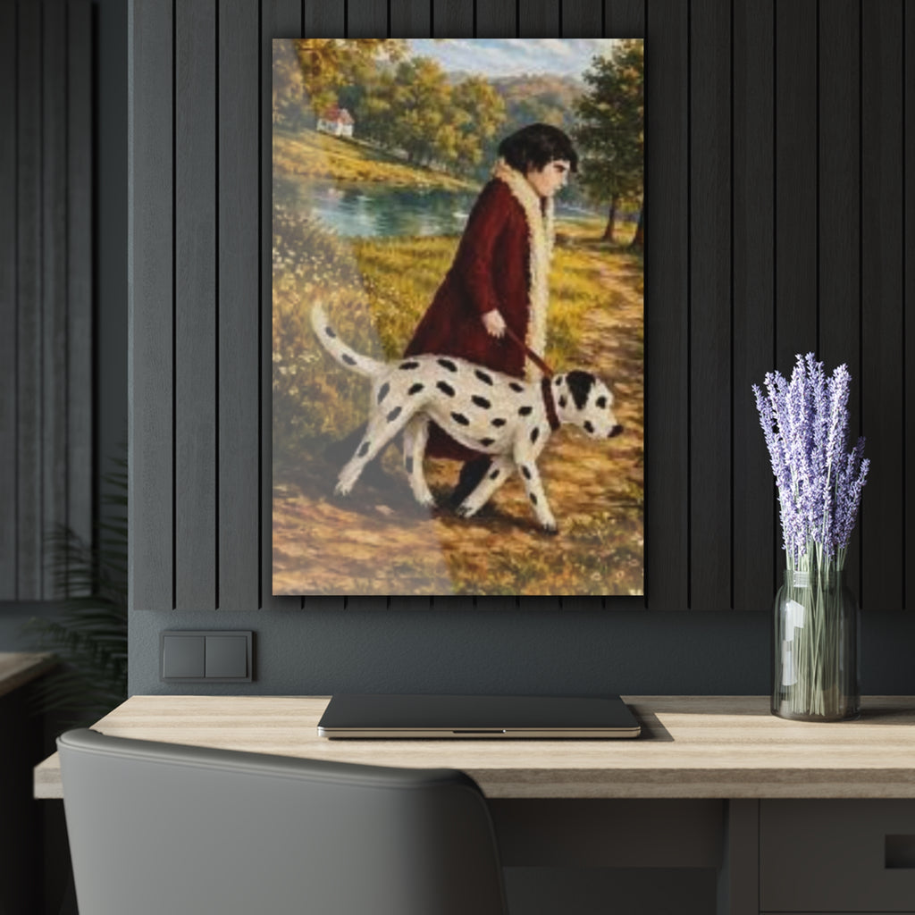 Lakeside Walk with a Loyal Companion Acrylic Prints (French Cleat Hanging)