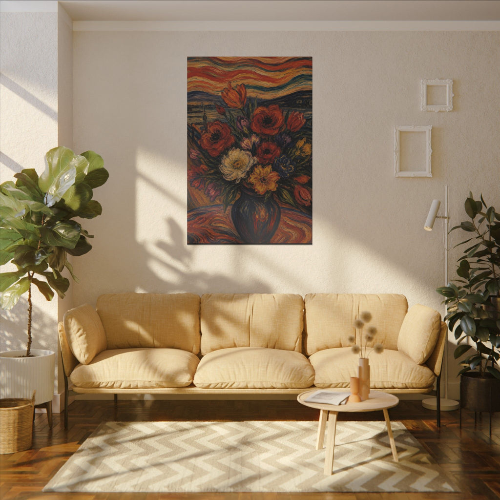 Whispers of the Evening Sky – Expressionist Floral Bouquet Canvas Art Matte Canvas, Stretched, 0.75" (Multi-Size)