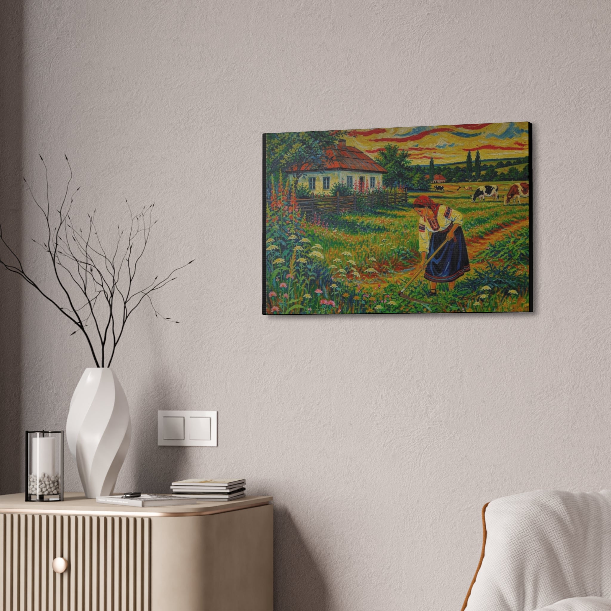 Harvesting Under a Golden Sky  Canvas Stretched, 1.5''