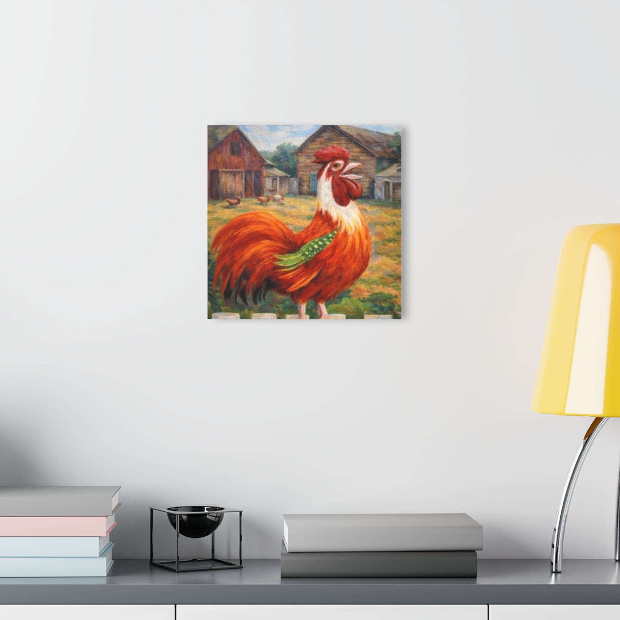 Morning Crow – Rustic Farm Rooster Canvas Art Acrylic Prints (French Cleat Hanging)