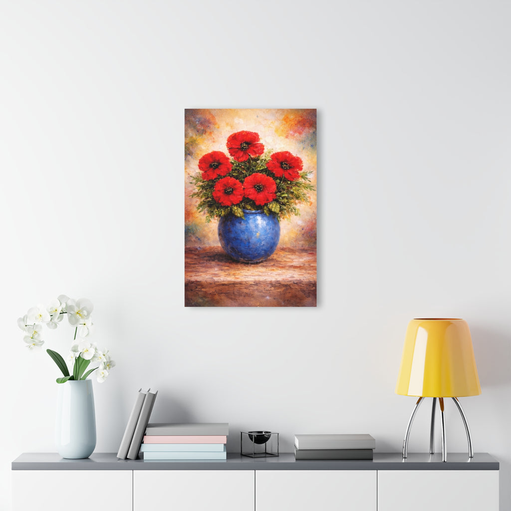 Scarlet Blossoms in a Sapphire Vase