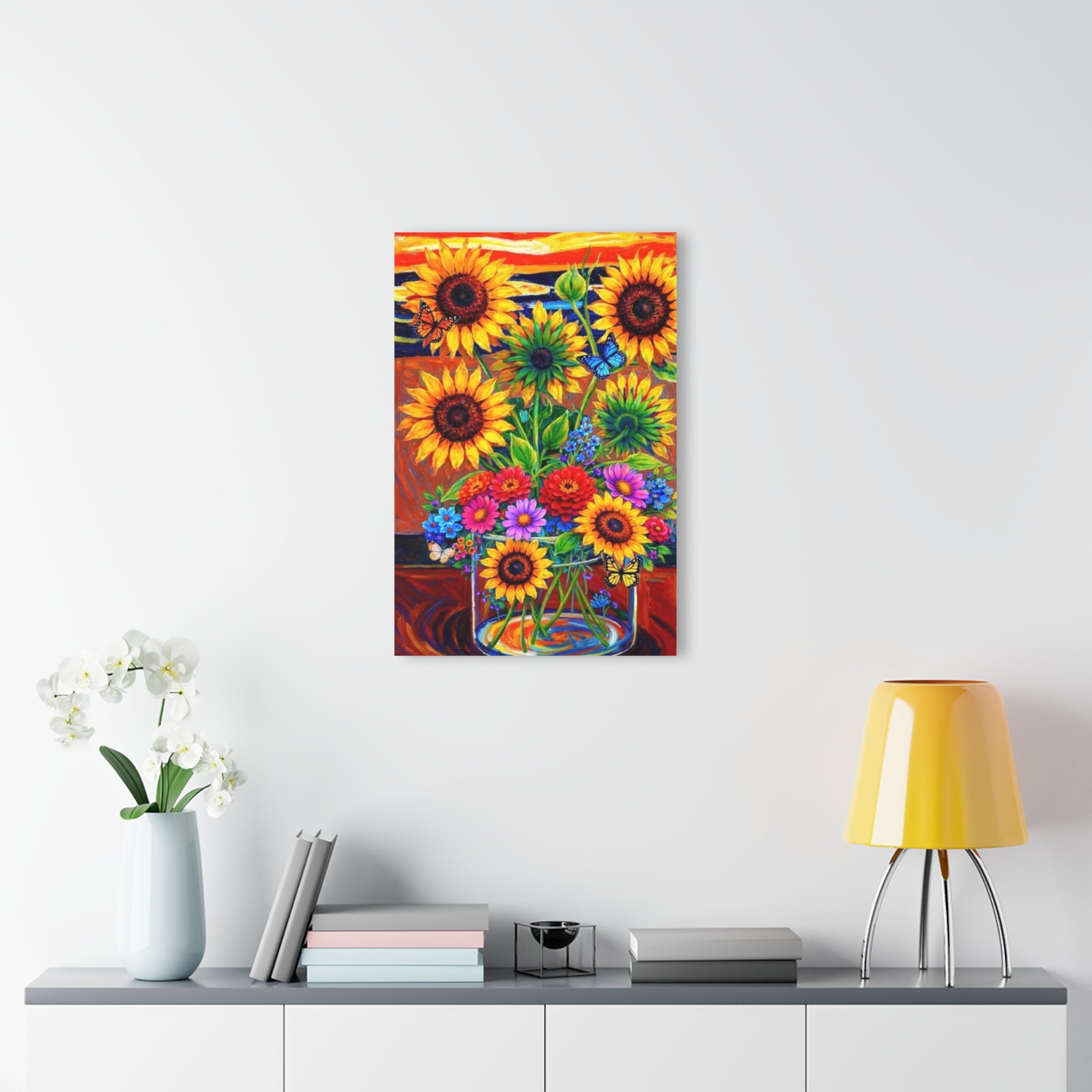 Sunflower Symphony Vibrant Floral Bouquet Art Print