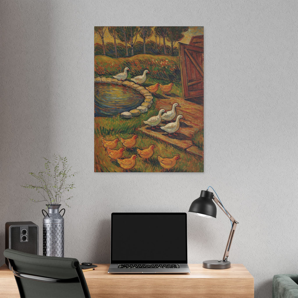 Peaceful Farmyard Gathering  Classic Stretched Canvas