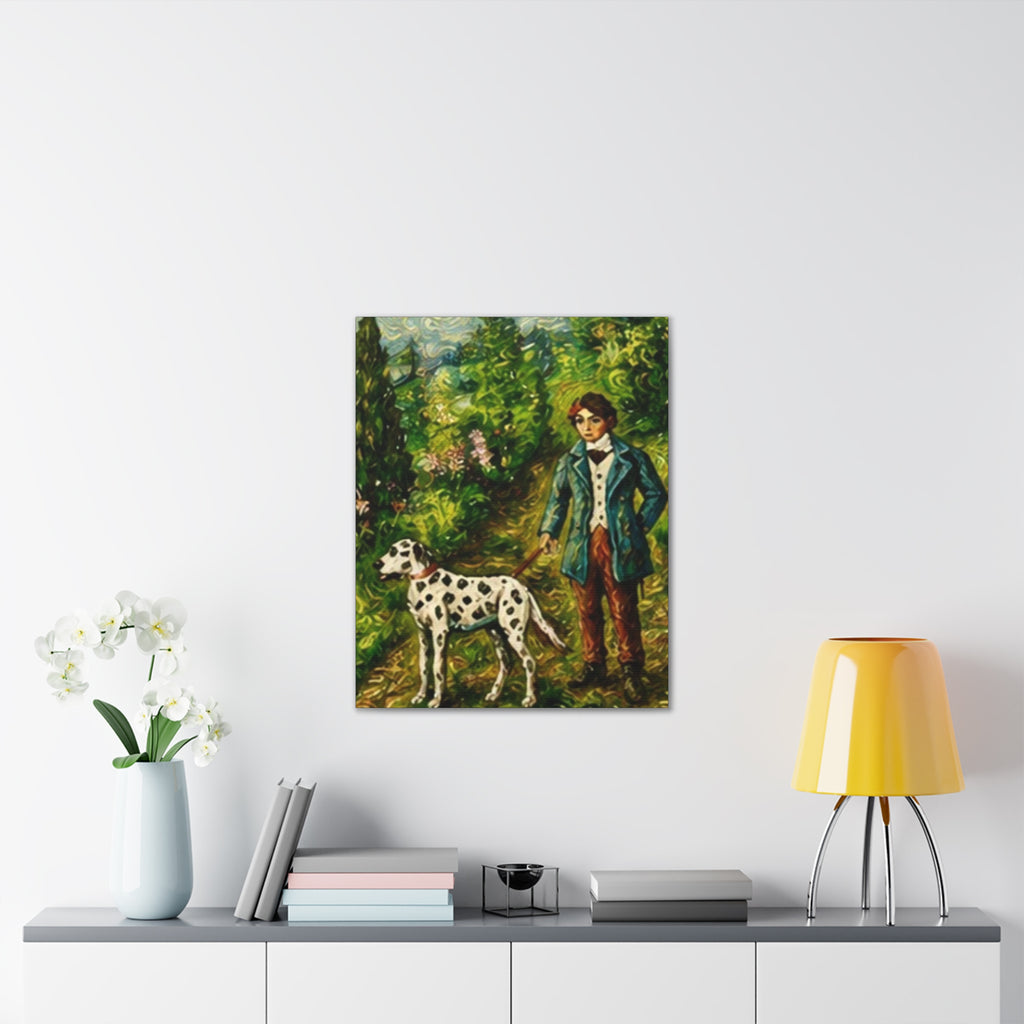 The Young Handler  Dalmatian Garden Stroll Art Print