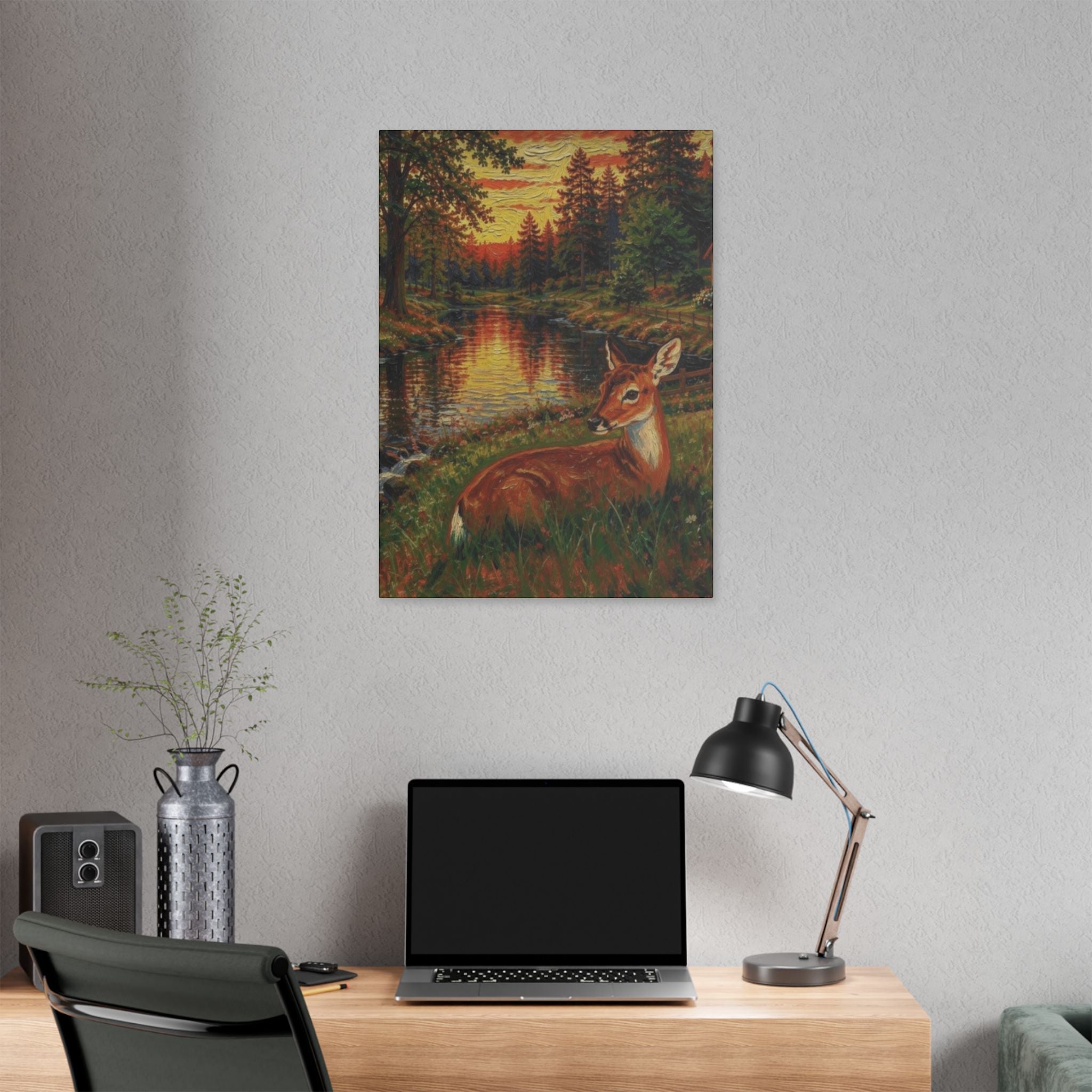 Twilight Guardian by the Woodland Stream  Classic Stretched Canvas