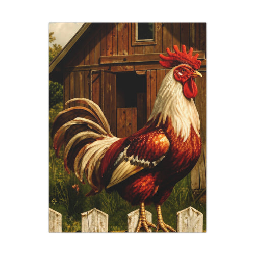 Barnyard Majesty: The Proud Rooster  Canvas Stretched, 1.5''