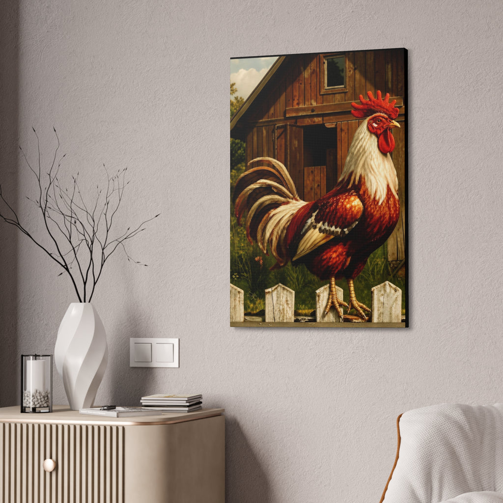 Barnyard Majesty: The Proud Rooster  Canvas Stretched, 1.5''