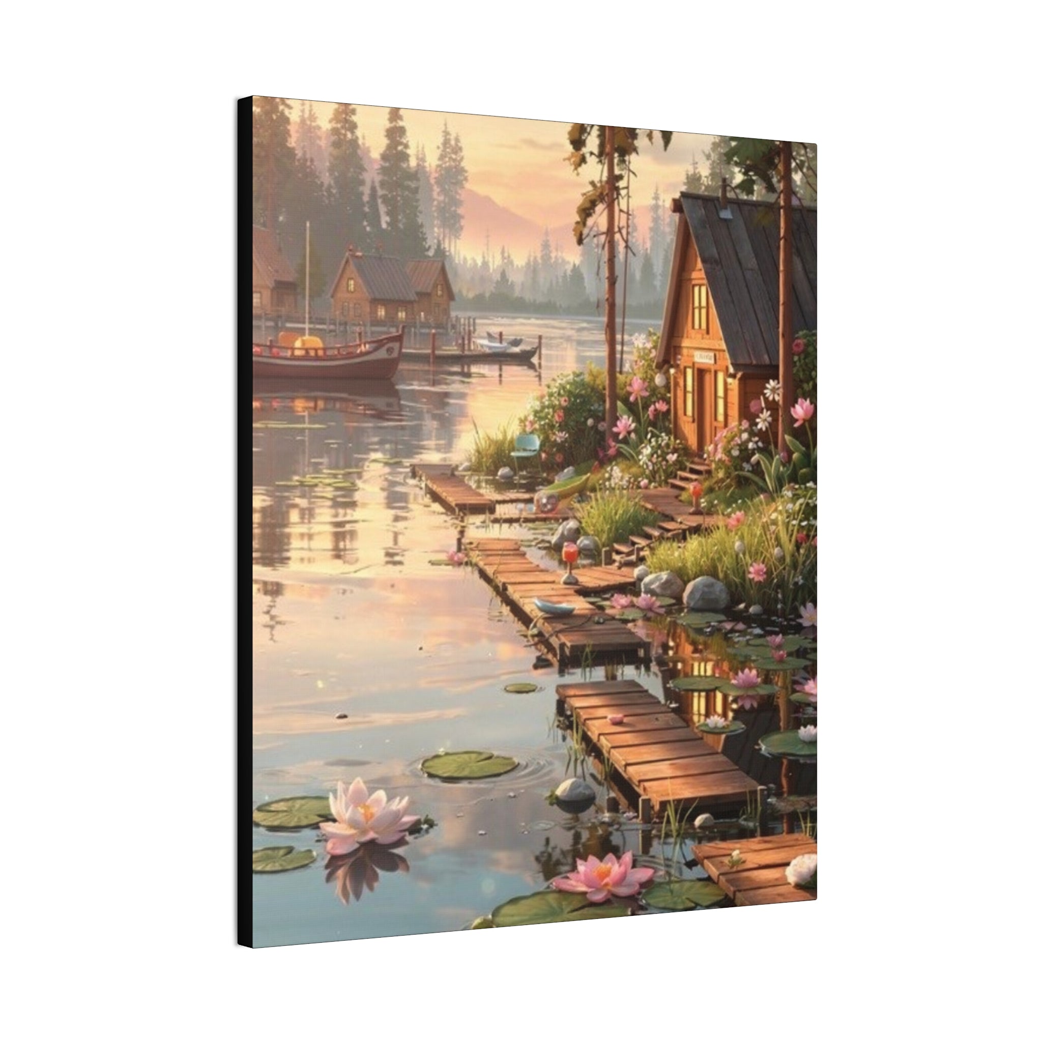 Lakeside Dreams at Dawn   Canvas Stretched, 0.75"