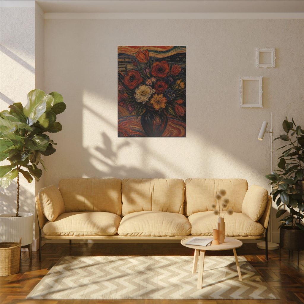 Whispers of the Evening Sky – Expressionist Floral Bouquet Canvas Art Matte Canvas, Stretched, 0.75" (Multi-Size)