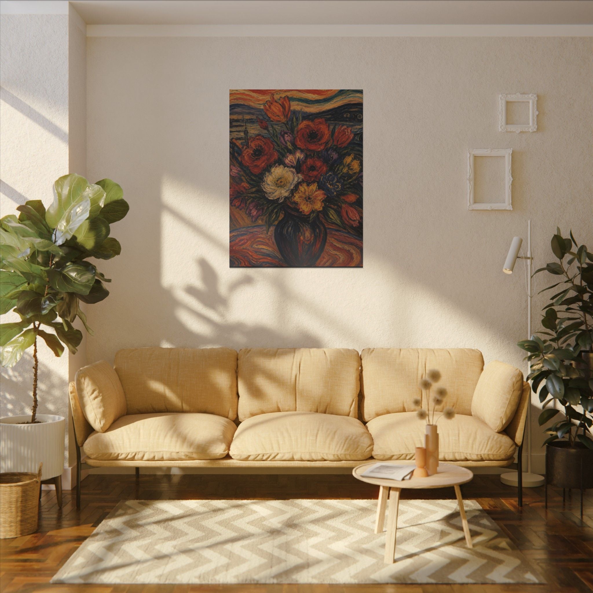 Whispers of the Evening Sky – Expressionist Floral Bouquet Canvas Art Matte Canvas, Stretched, 0.75" (Multi-Size)