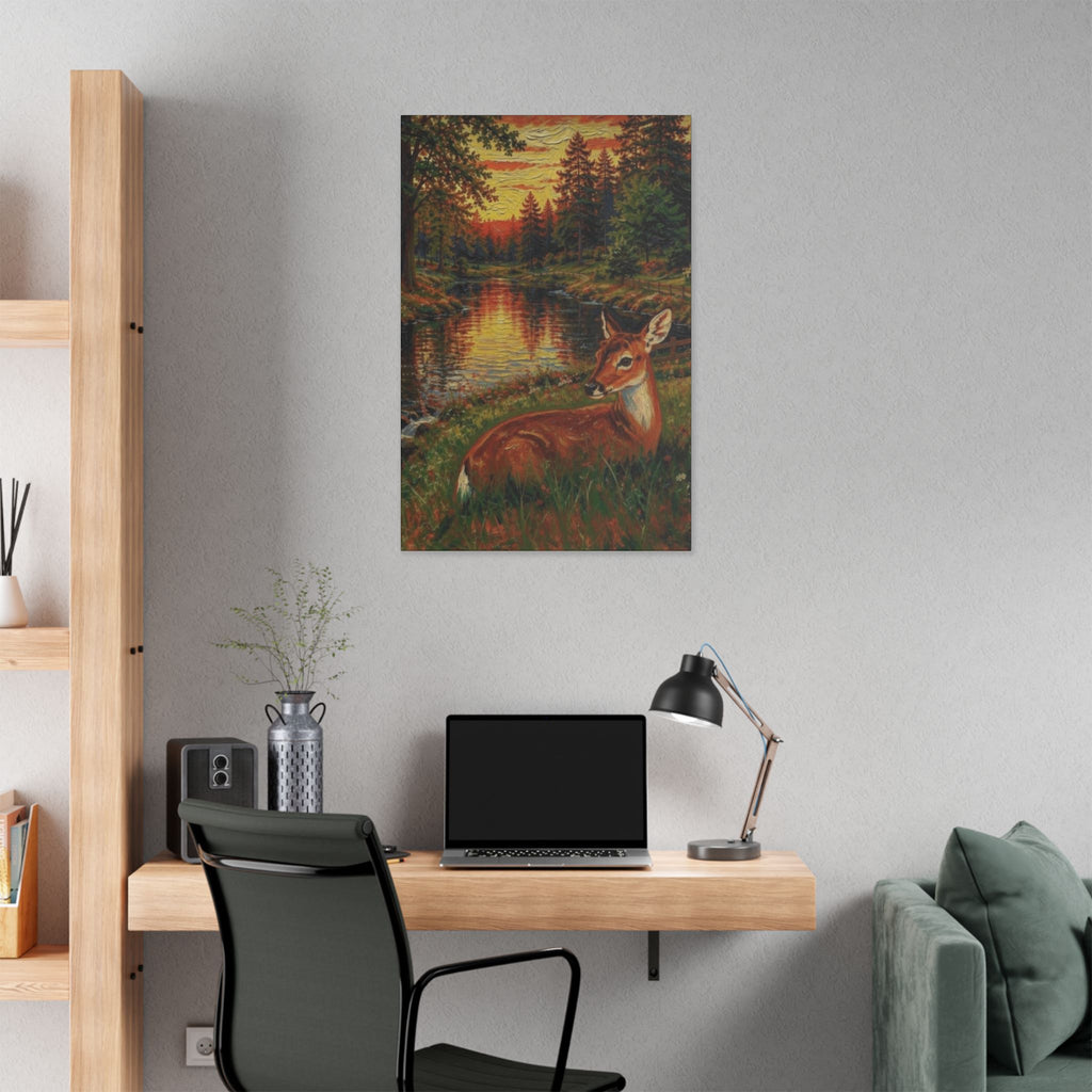 Twilight Guardian by the Woodland Stream  Classic Stretched Canvas