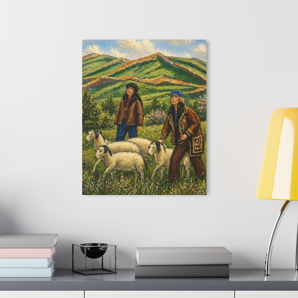 Mountain Shepherds – Rustic Countryside Acrylic Wall Art