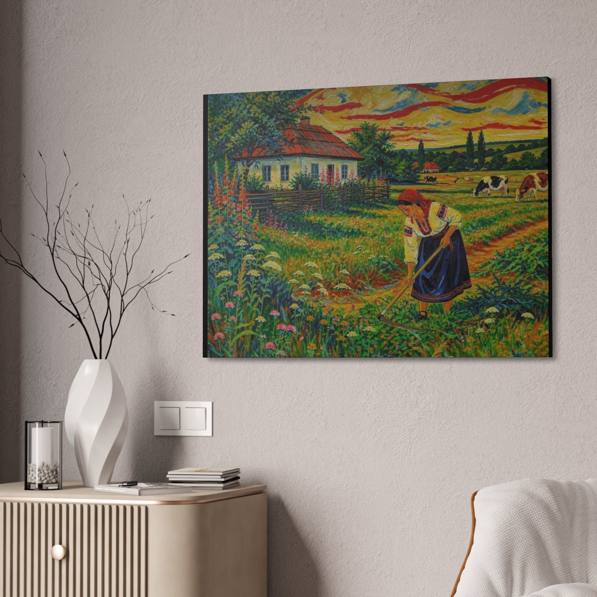 Harvesting Under a Golden Sky  Canvas Stretched, 1.5''