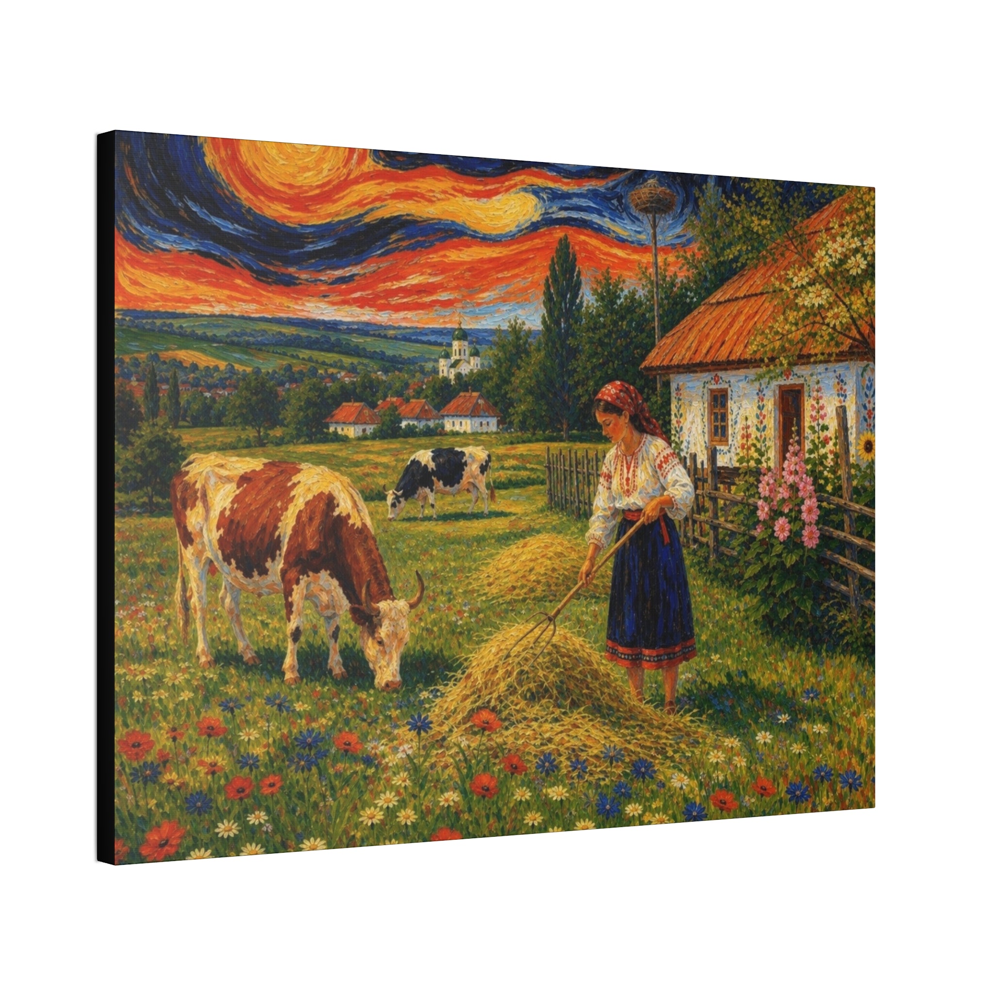 Harvesting Under a Golden Sky  Canvas Stretched, 1.5''