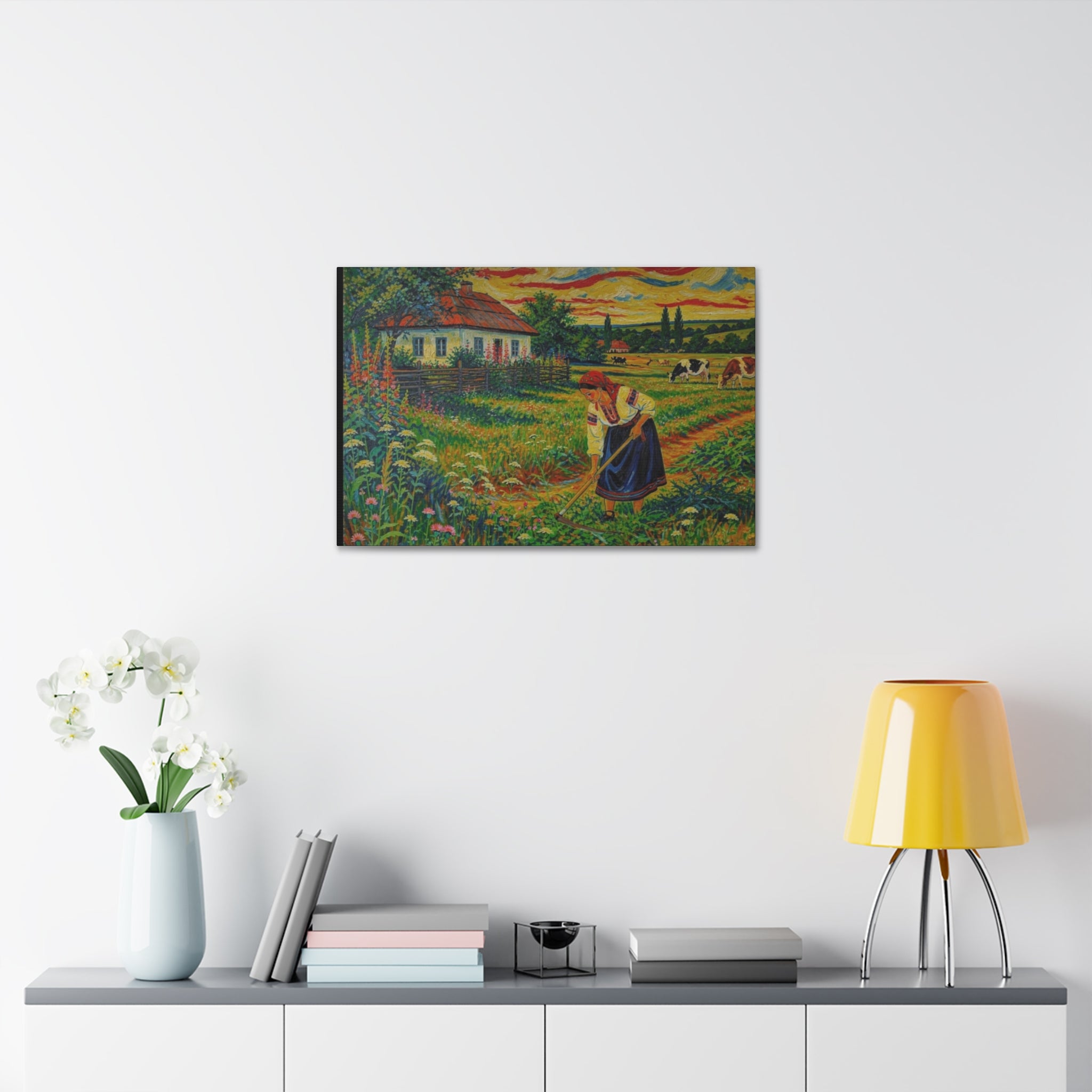 Harvesting Under a Golden Sky  Canvas Stretched, 1.5''